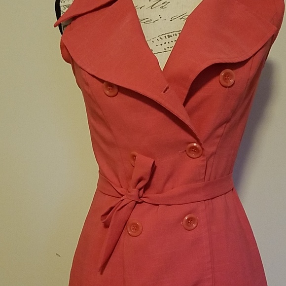 👗 LULY K 👗 CORAL SLEEVELESS DRESS - Picture 3 of 4